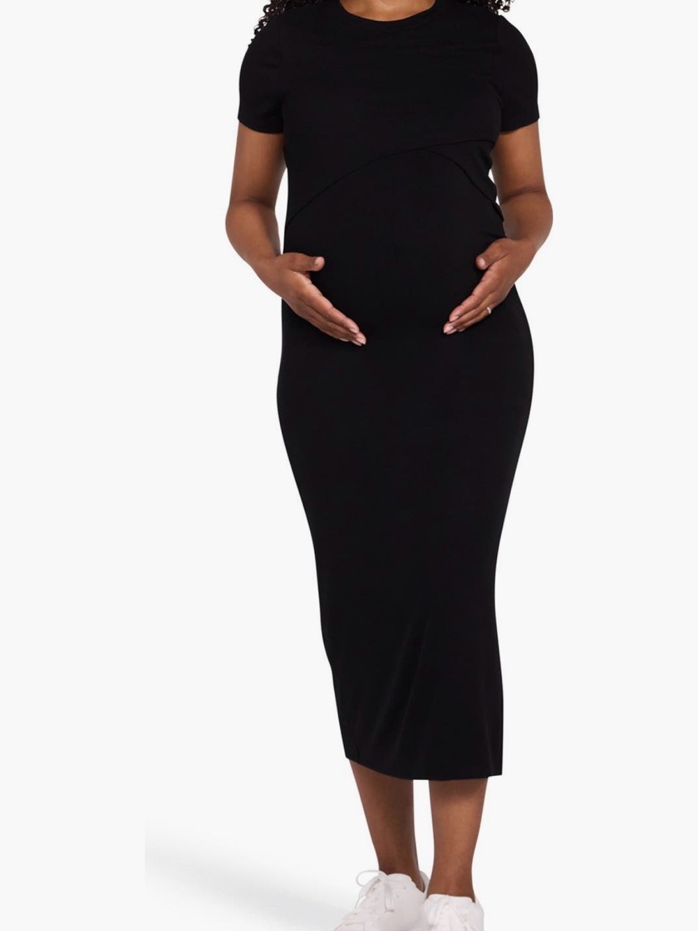 Motherhood Maternity Black Short-Sleeve Midi Dress